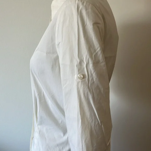 Lafayette 148 Button Down Short Sleeves Waist Tie Back Stretch Size 6 - Picture 5 of 12